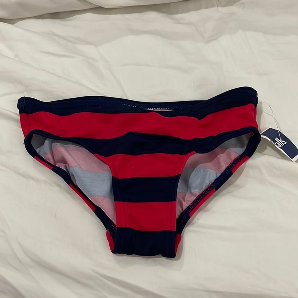 Lands End 5 bikini bottoms nwt navy red nautical stripe contemporary nwt